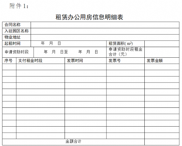租賃辦公用房信息明細表
